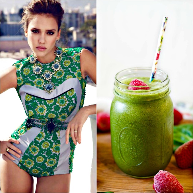 5 | JESSICA ALBA: Smoothie με φράουλες και rasberries