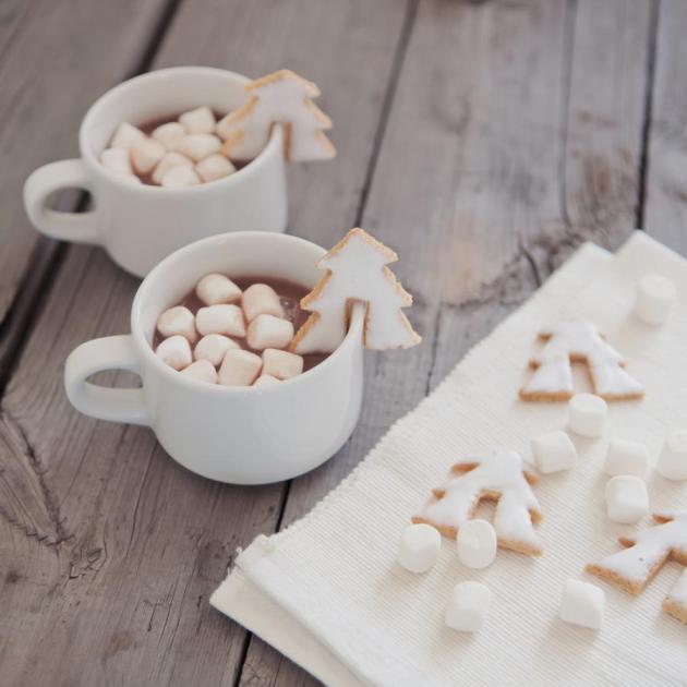 Ζεστή σοκολάτα με μπισκοτάκια ελατάκι και ginger marshmallows