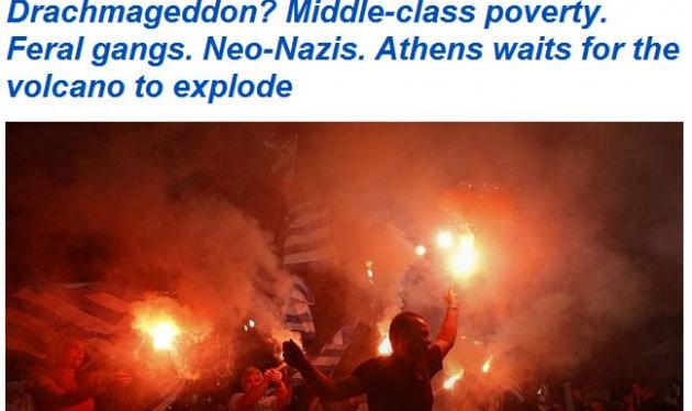D. Mail για Ελλάδα: Drachmageddon! Στην Αθήνα περιμένουν το ηφαίστειο να εκραγεί!