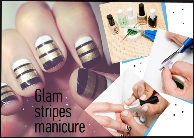 Glam stripes manicure! Το μανικιούρ που γίνεται με σελοτέιπ!