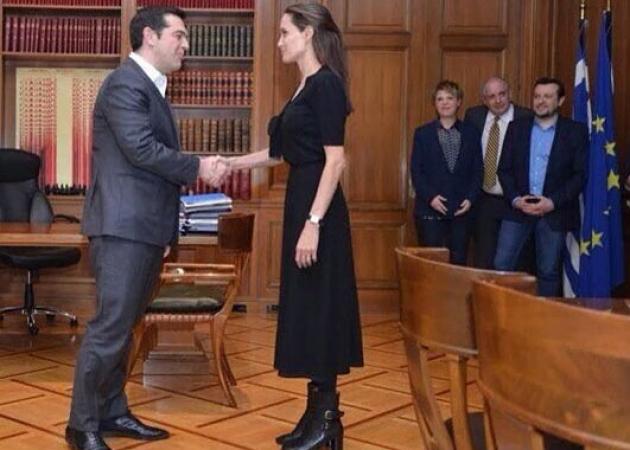 Οι πρώτες εικόνες από τη συνάντηση της Angelina Jolie με τον Αλέξη Τσίπρα