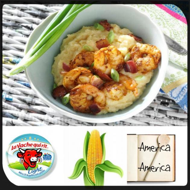 Shrimps & Grits με La Vache Qui Rit® Light