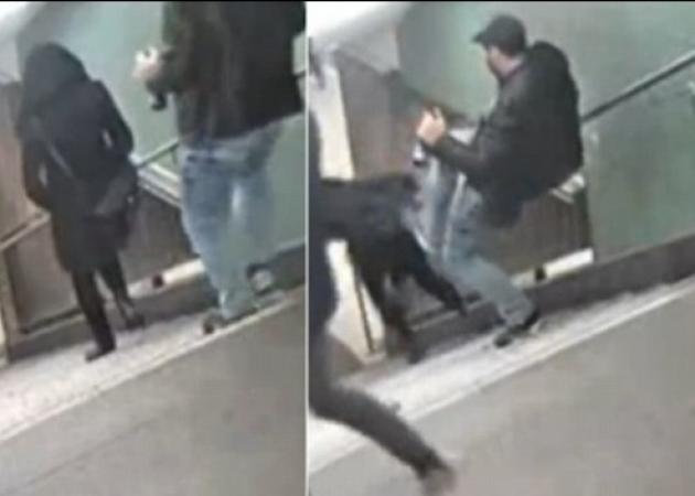 Σοκαριστικό βίντεο! Άγνωστος άντρας κλωτσάει και ρίχνει απ΄τα σκαλιά, γυναίκα στο μετρό!