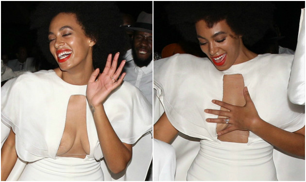 Oops! Το αποκαλυπτικό ντεκολτέ στο νυφικό της Solange Knowles άφησε να φανεί το στήθος της