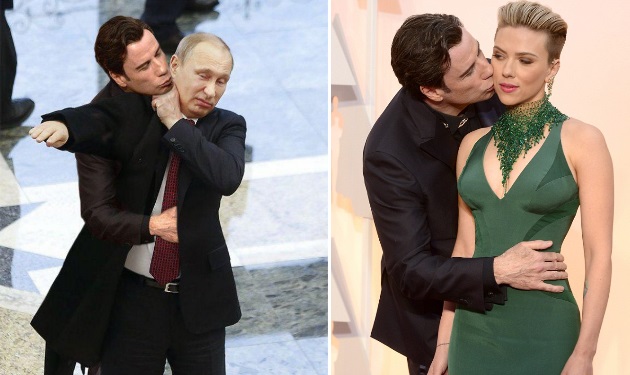 Χαμός στα social media με το φιλί του John Travolta στην Johansson! Φωτογραφίες για γέλια
