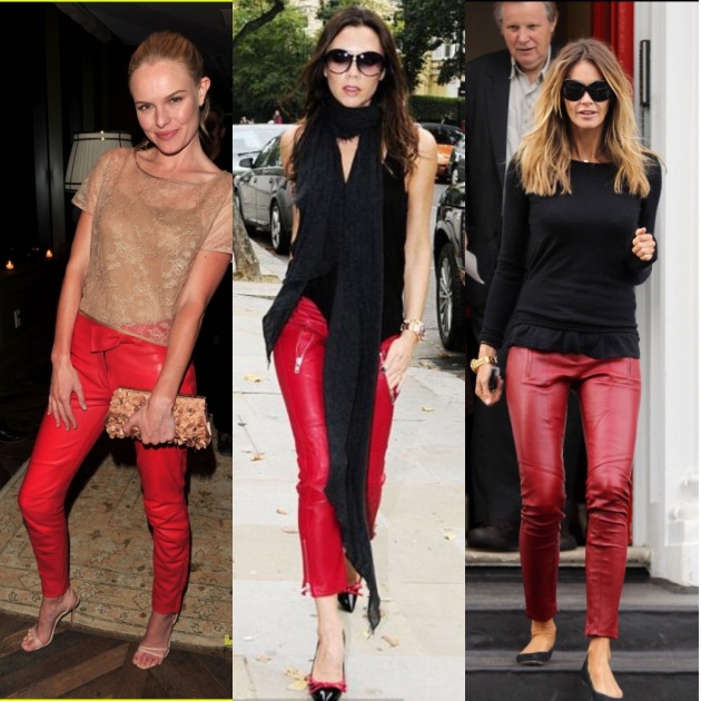 Oι celebrities φοράνε κόκκινο δερμάτινο παντελόνι