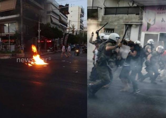Πέτρες και χημικά στην πορεία για τον Παύλο Φύσσα – Έσπασαν τη τζαμαρία του Ληξιαρχείου Κερατσινίου [pics, vid]