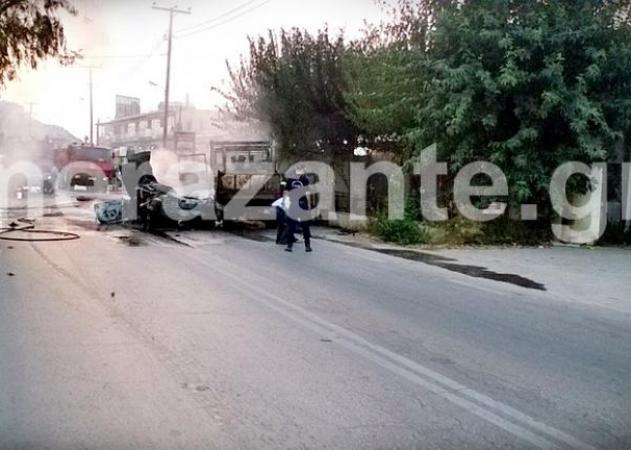Φρικιαστικό τροχαίο στην Ζάκυνθο – Κάηκε ζωντανός μέσα στο αμάξι του [pics]
