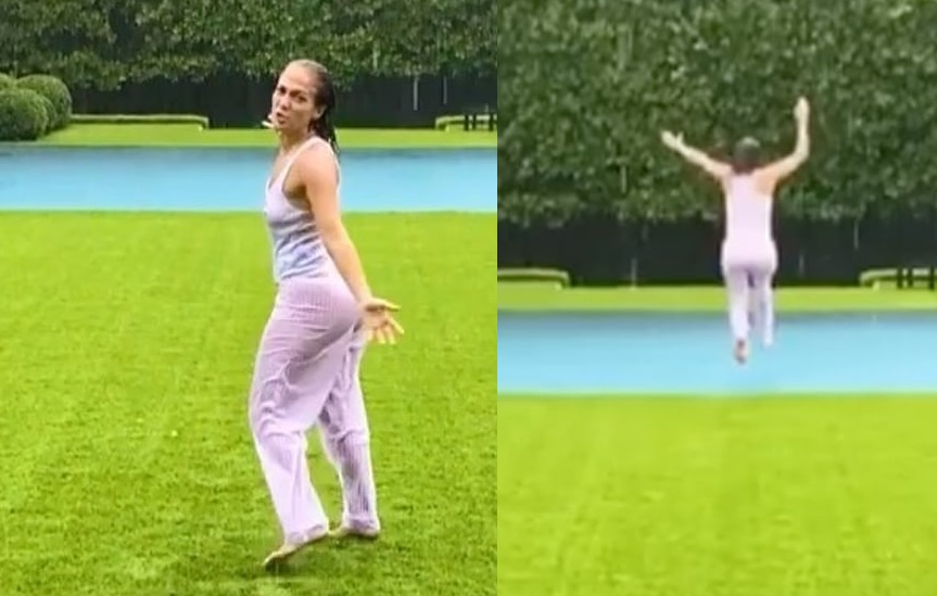 Jennifer Lopez: Χορεύει στη βροχή και βουτάει στην πισίνα με τα ρούχα της! [video]