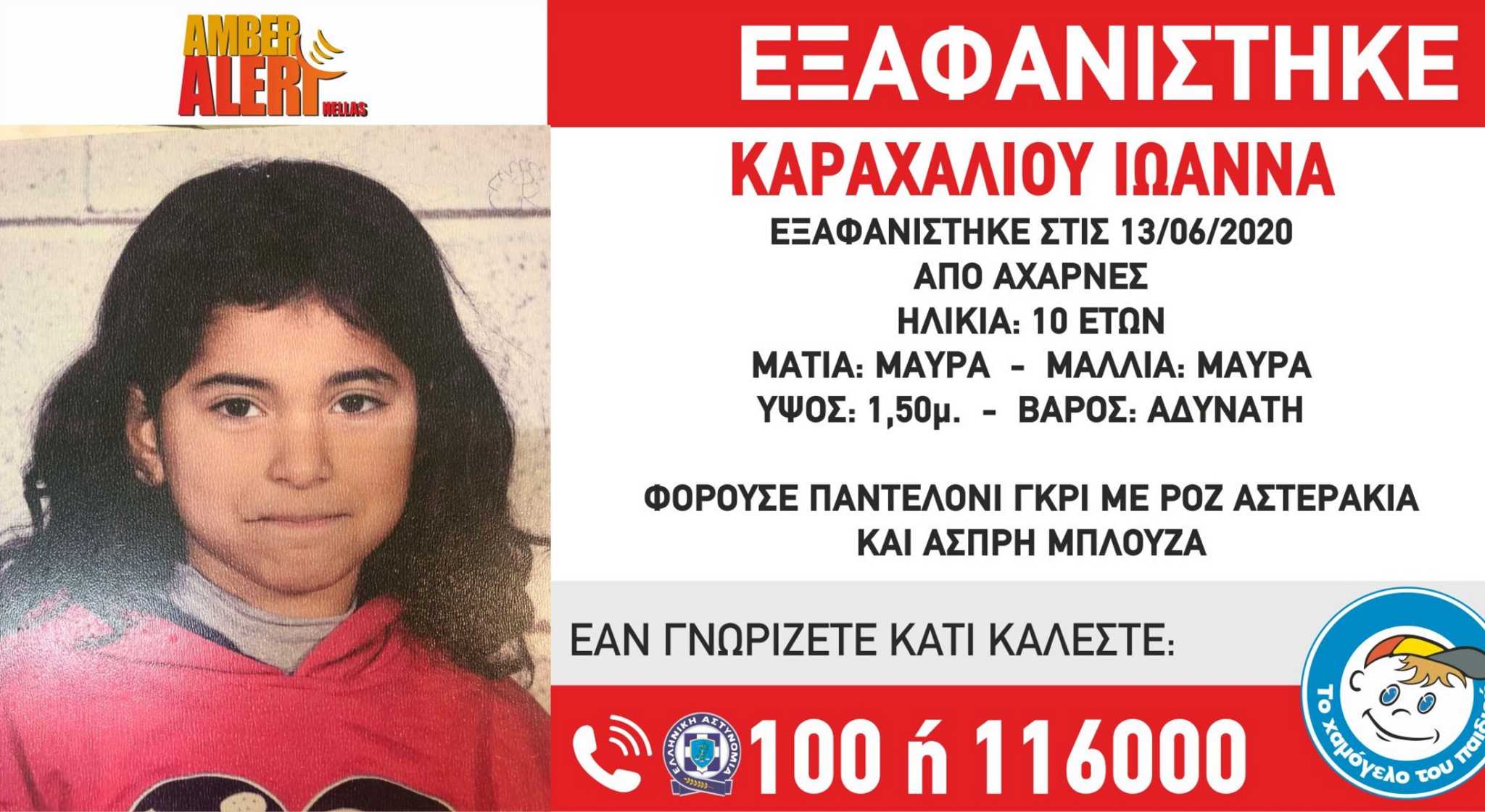 Νέα εξαφάνιση 10χρονου κοριτσιού στις Αχαρνές – “Βγήκε να πάρει παγωτό και χάθηκε”