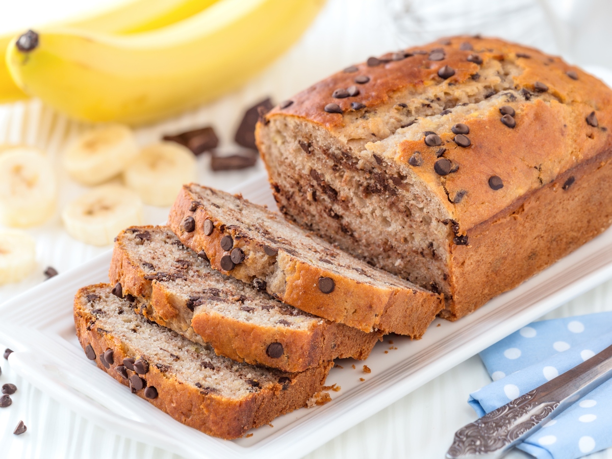 Συνταγή για εύκολο banana bread με κομματάκια σοκολάτας