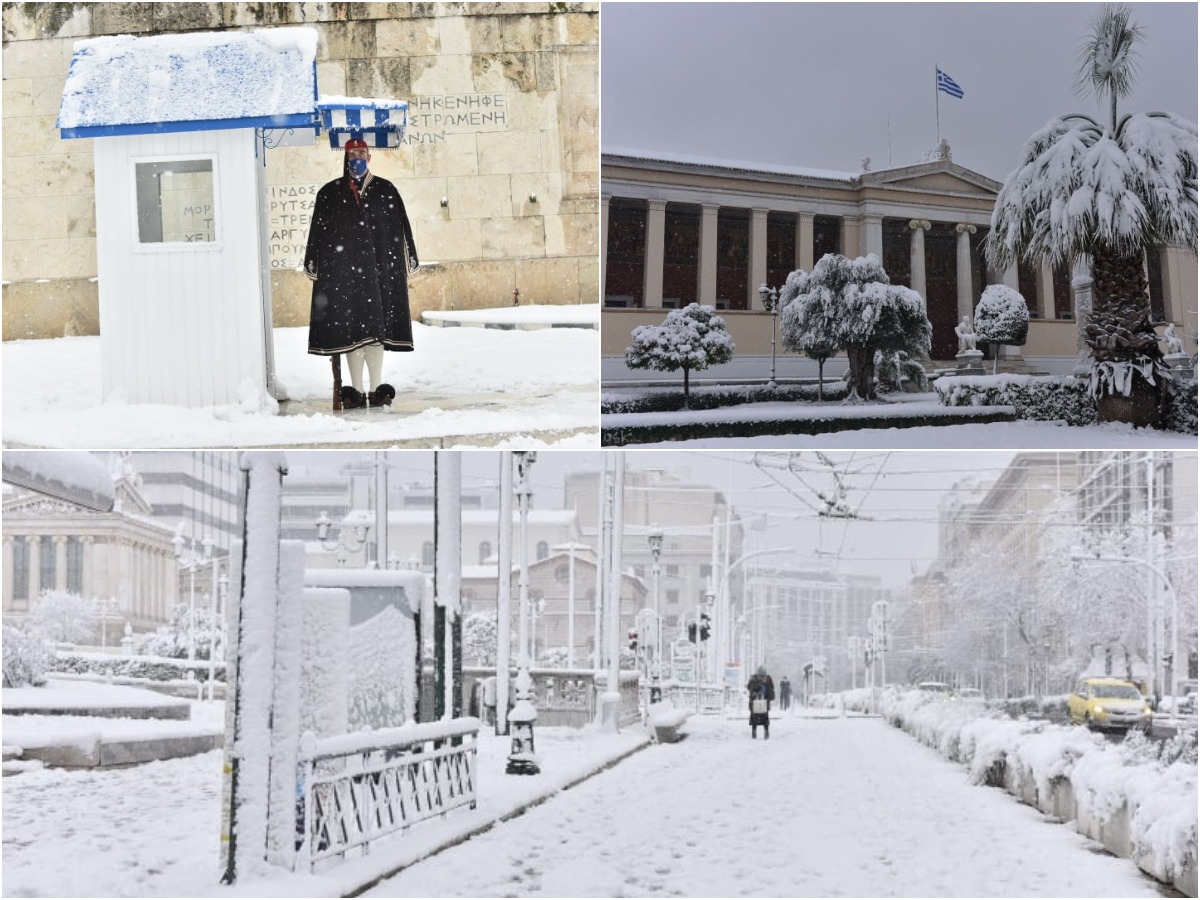 Κακοκαιρία Μήδεια: Στα λευκά το κέντρο της Αθήνας – Οι Εύζωνες φόρεσαν τις κάπες τους – Φωτορεπορτάζ του TLIFE