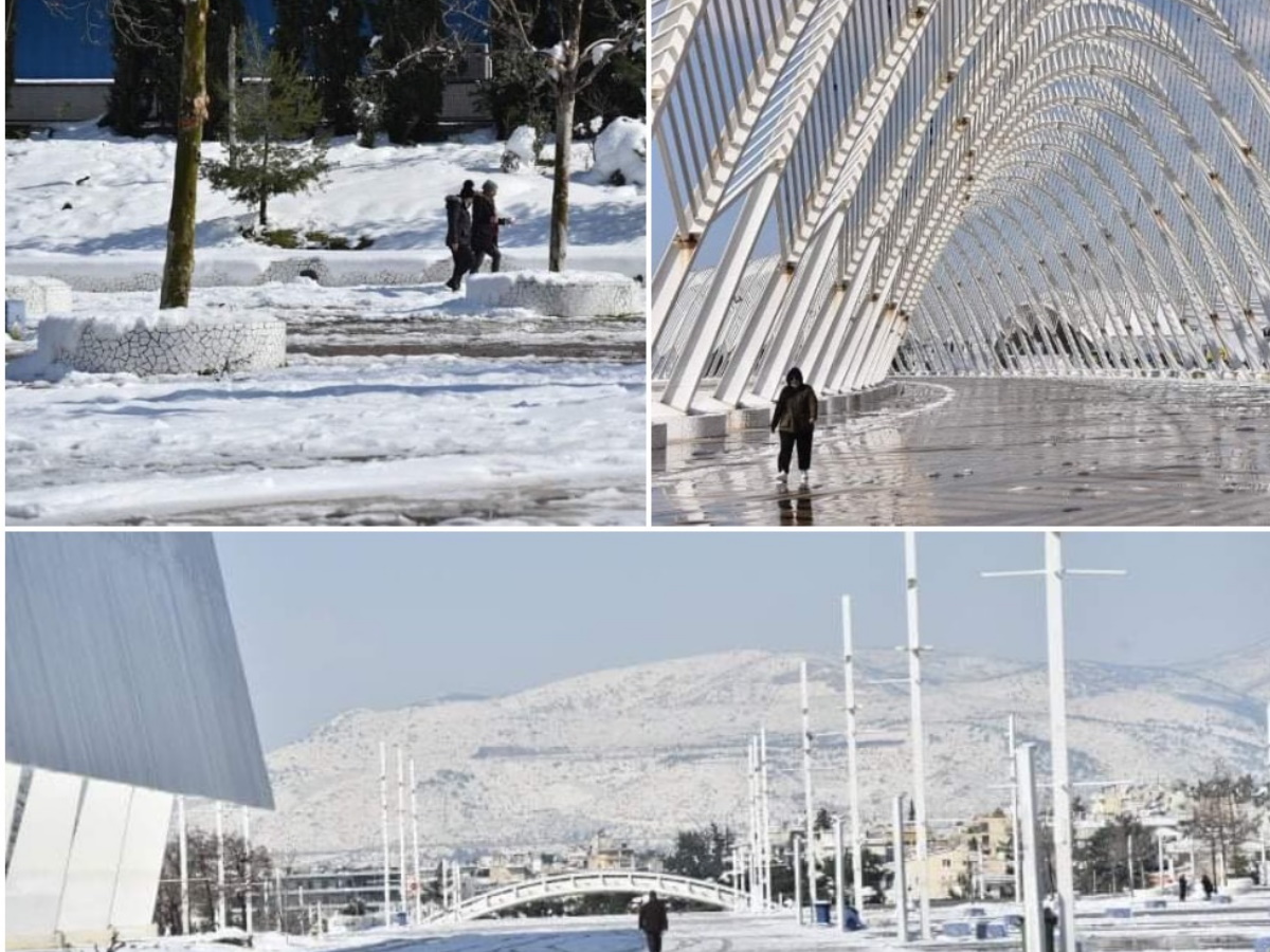 Η κακοκαιρία Μήδεια “έντυσε” στα λευκά το ΟΑΚΑ – Φωτορεπορτάζ του TLIFE μετά την επέλαση του χιονιά