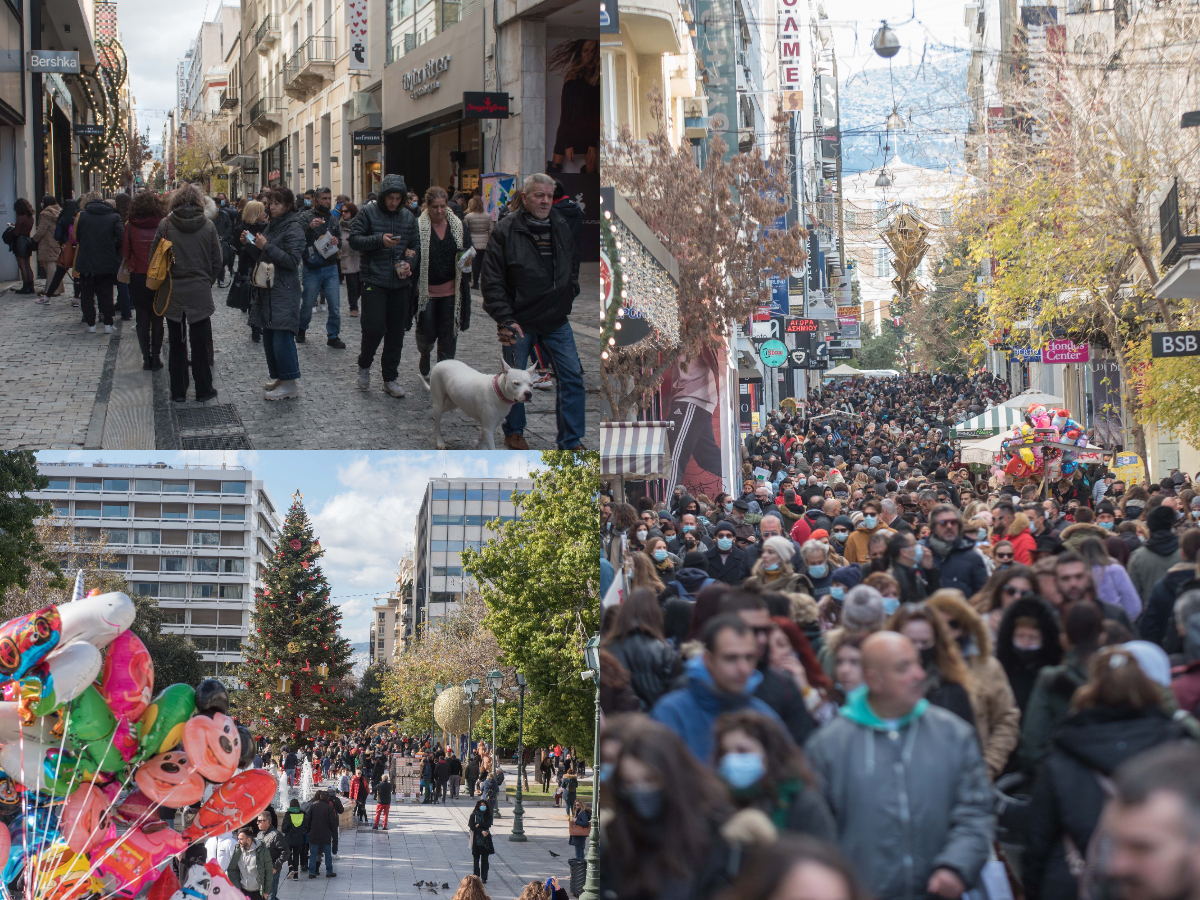 Λαοθάλασσα στο στολισμένο κέντρο της Αθήνας – Πλημμύρισε η Ερμού – TLIFE φωτορεπορτάζ