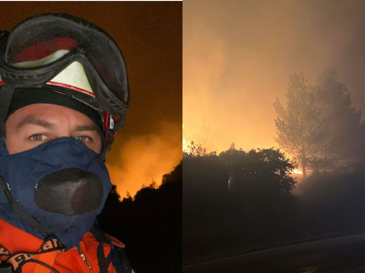 Κώστας Αναγνωστόπουλος: Εθελοντής στη μάχη με τις φλόγες στην Πεντέλη – Οι εικόνες από την πυρκαγιά