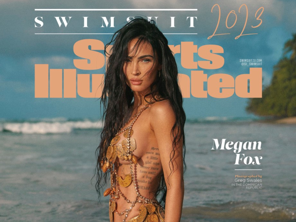 H Megan Fox φορώντας Celia Kritharioti στο εξώφυλλο του περιοδικού Sports Illustrated