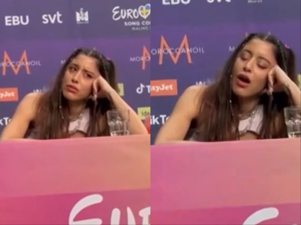 Eurovision 2024 – Μαρίνα Σάττι: Οι γκριμάτσες και τα χασμουρητά στη συνέντευξη Τύπου την ώρα που μιλούσε το Ισραήλ