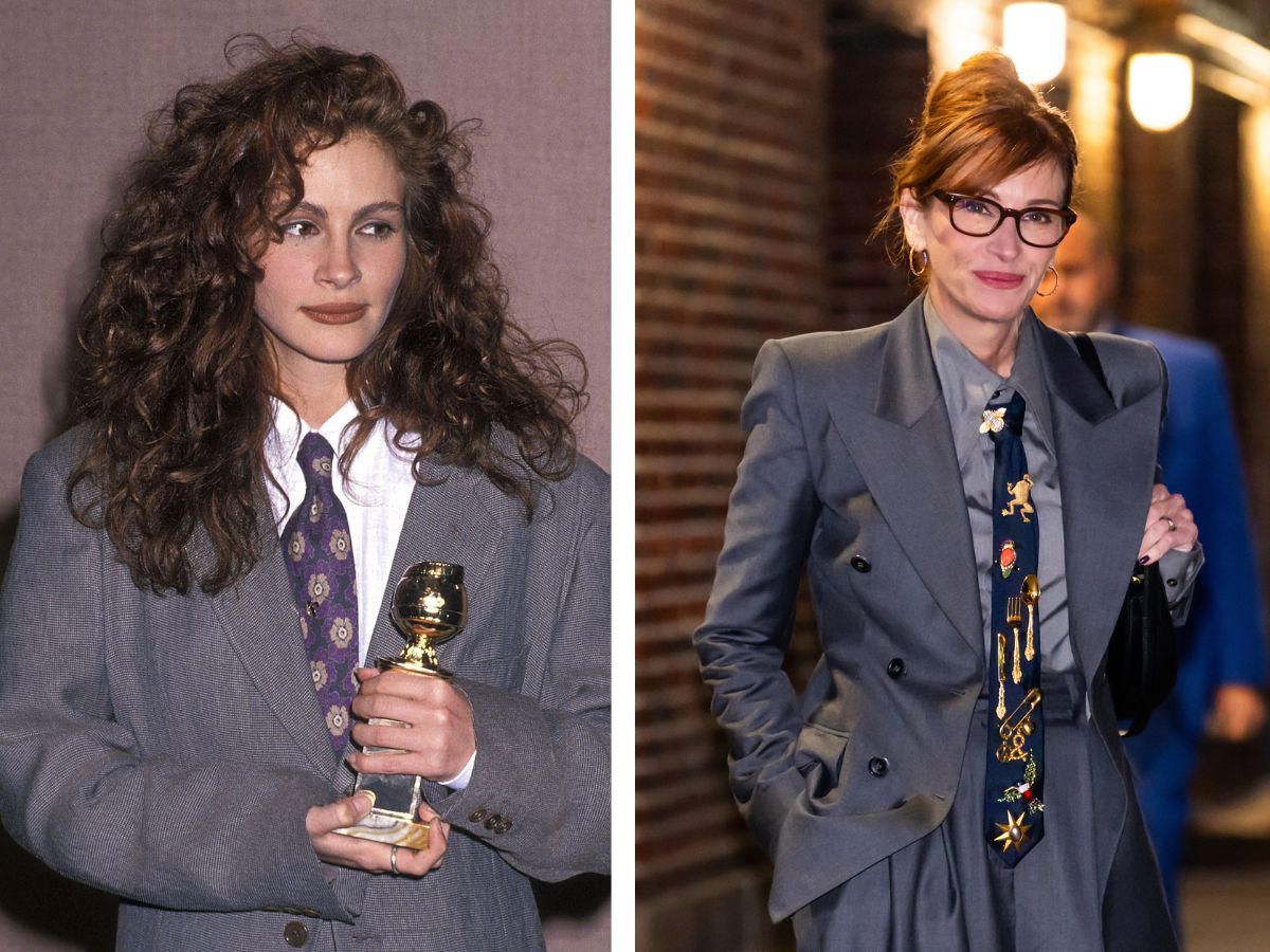 Julia Roberts: Δίνει μια funky, σύγχρονη πινελιά στο εμβληματικό γκρι κοστούμι της από το 1990