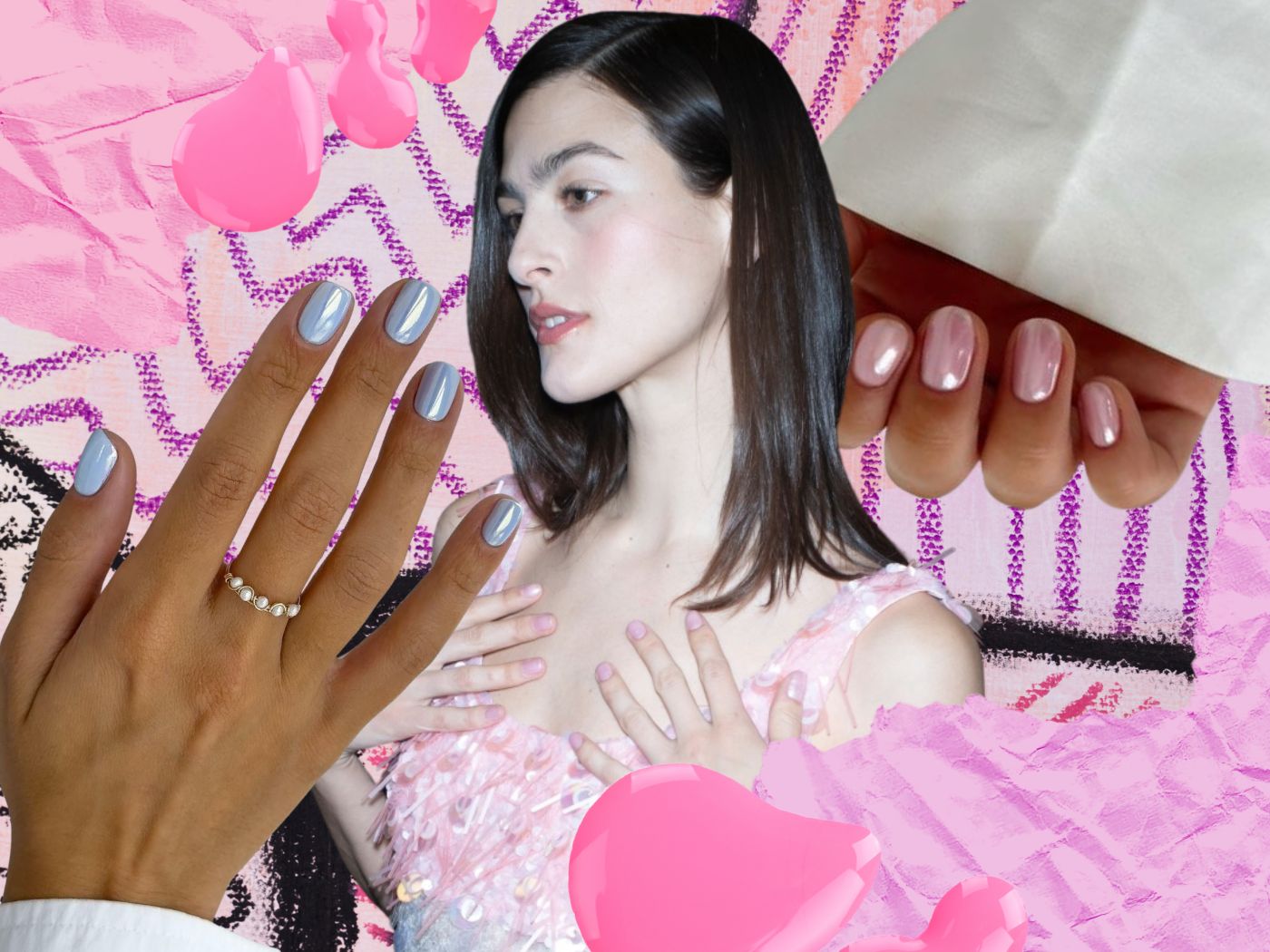 Τα παστέλ περλέ νύχια που θυμίζουν μεταξωτές κορδέλες είναι το πιο ονειρικό nail trend της άνοιξης