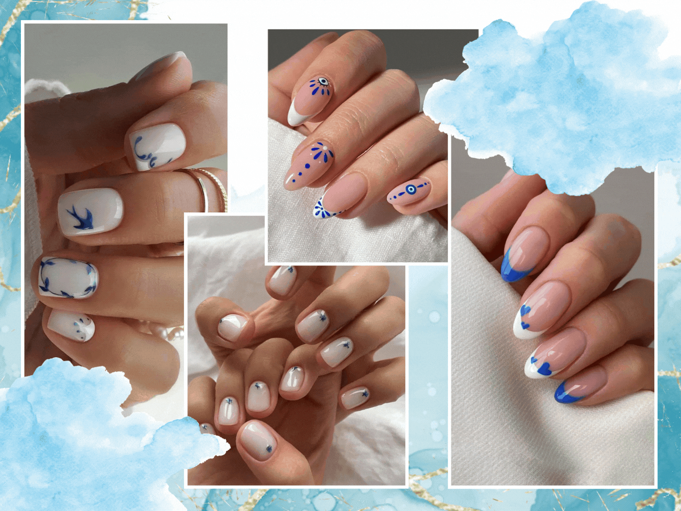 Μανικιούρ σε άσπρο – μπλε τον απόλυτο ελληνικό συνδυασμό