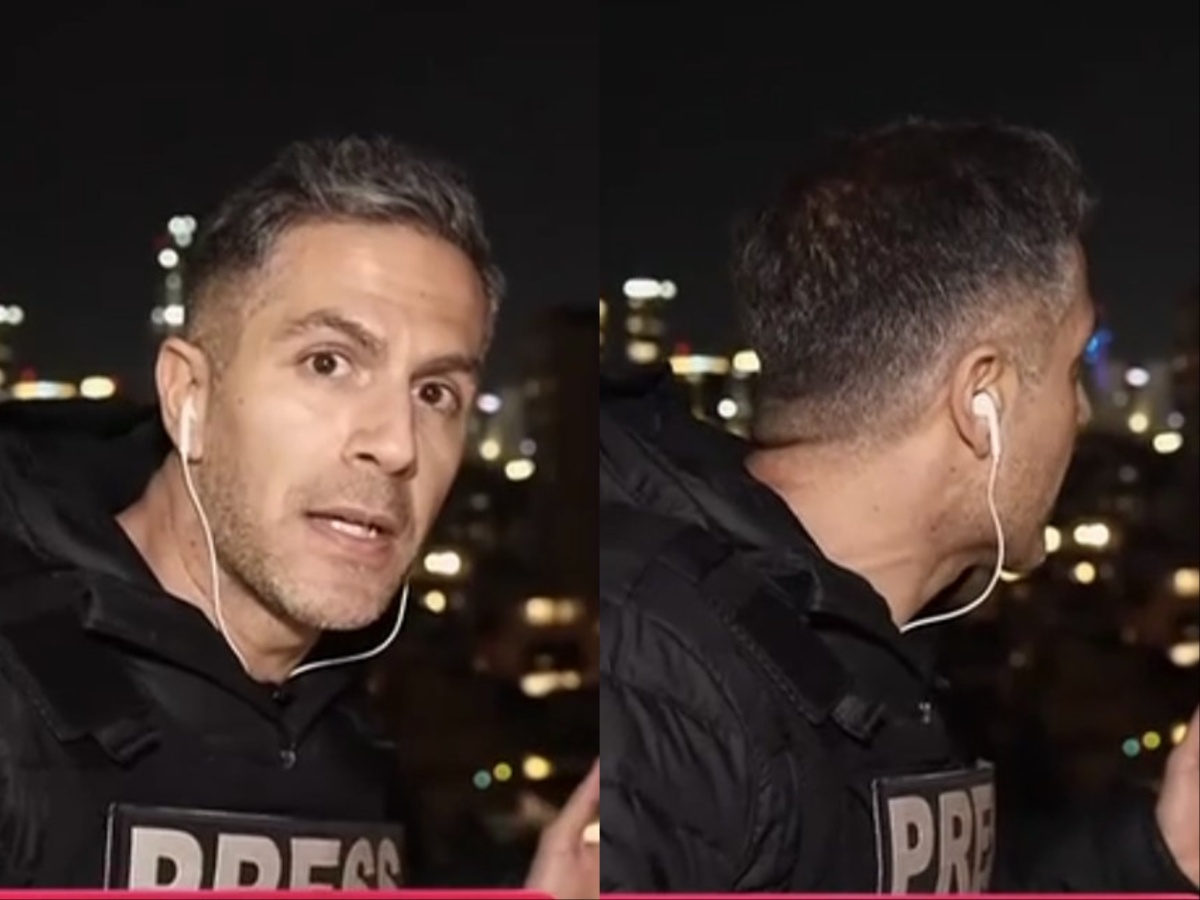 Η στιγμή που πέφτει πύραυλος στο Ισραήλ πίσω από τον δημοσιογράφο του ΣΚΑΪ