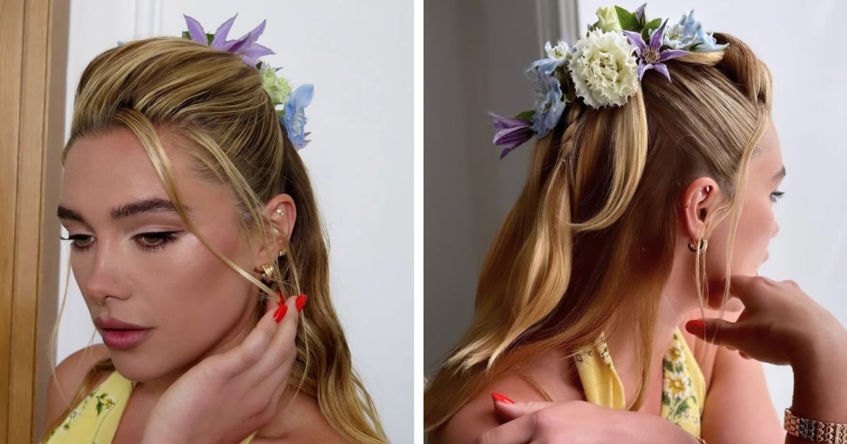 Λουλούδια στα μαλλιά; Η Florence Pugh σου δείχνει πώς να τα φορέσεις με τον πιο ρομαντικό τρόπο