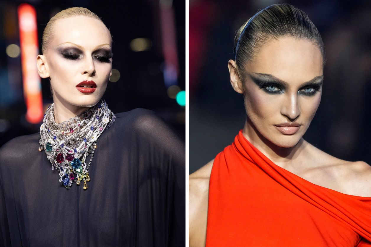 Gucci Cruise 2027: Sleek χτενίσματα και dramatic-dark μακιγιάζ στο επίκεντρο του show